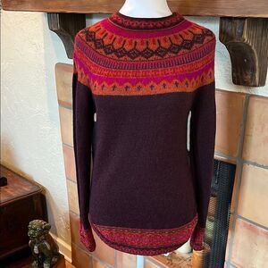 Novice Art Knit Alpaca Pullover Sweater from Peru, "Playful Plum", size S